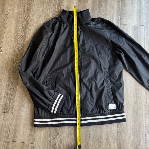 Adam Levine Mens Bomber Jacket Black with White Size L Full Zip w/Pockets - Picture 11 of 13